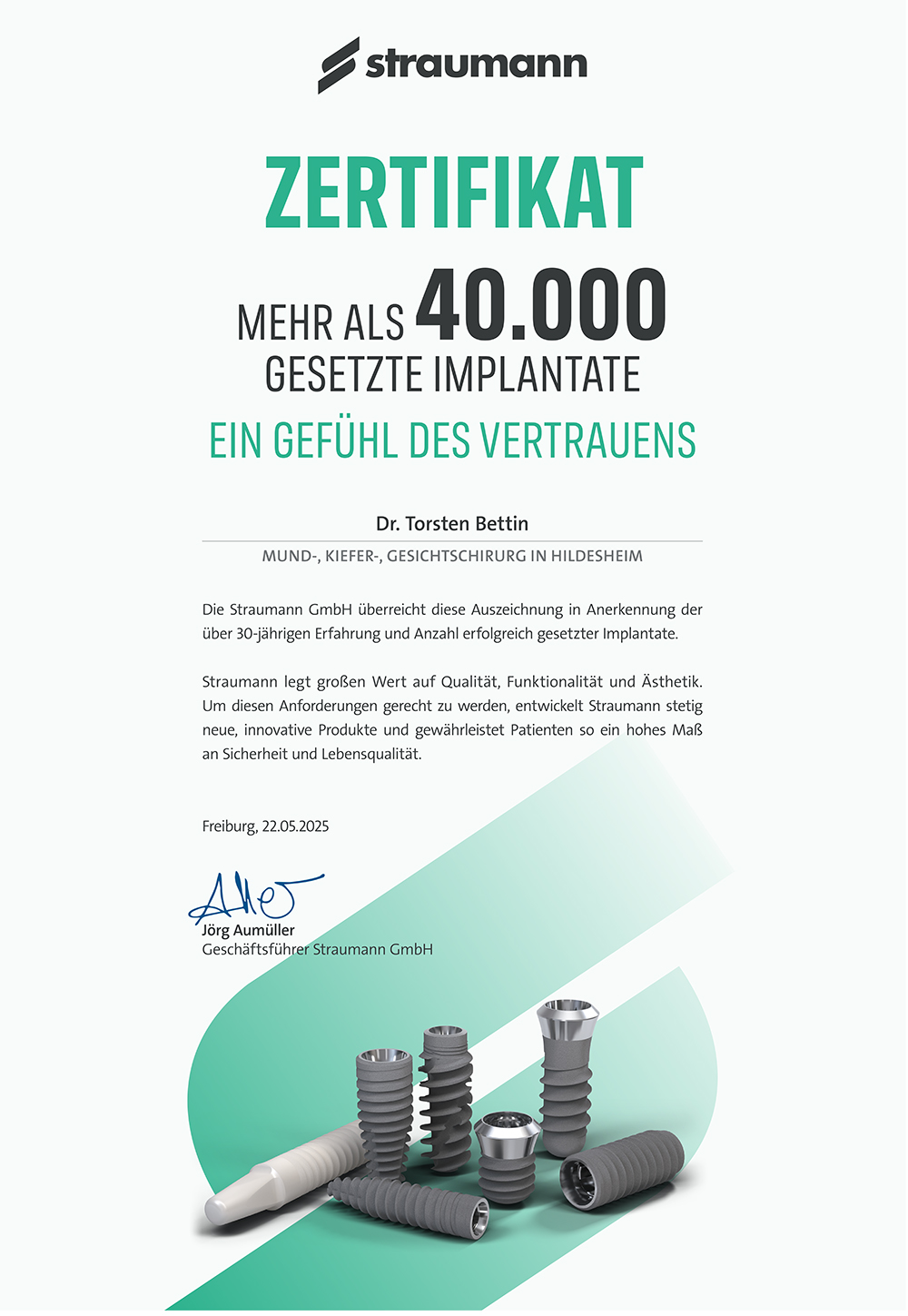 Zahnarzt Hildesheim Implantat Zertifikat